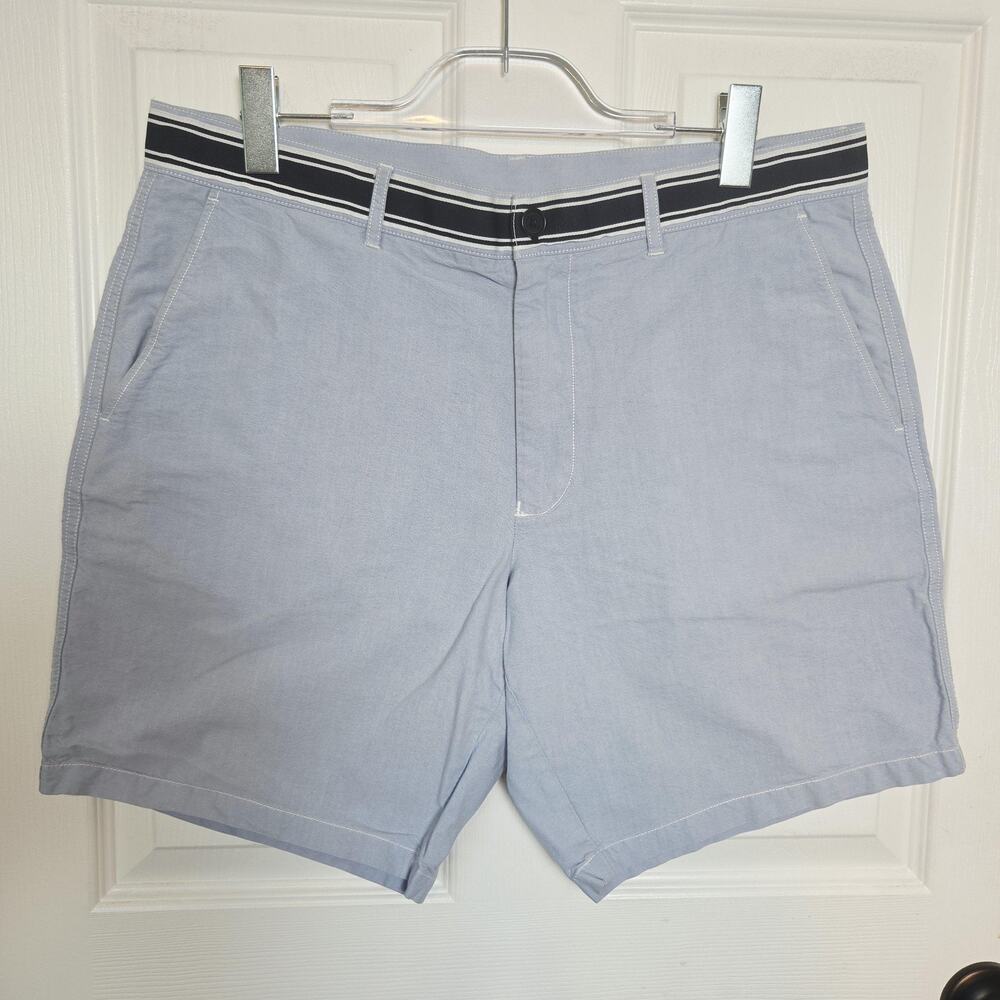 Lacoste Shorts Mens 36 Inseam 8 Blue Chino Cotton Stripe Waist France Vintage